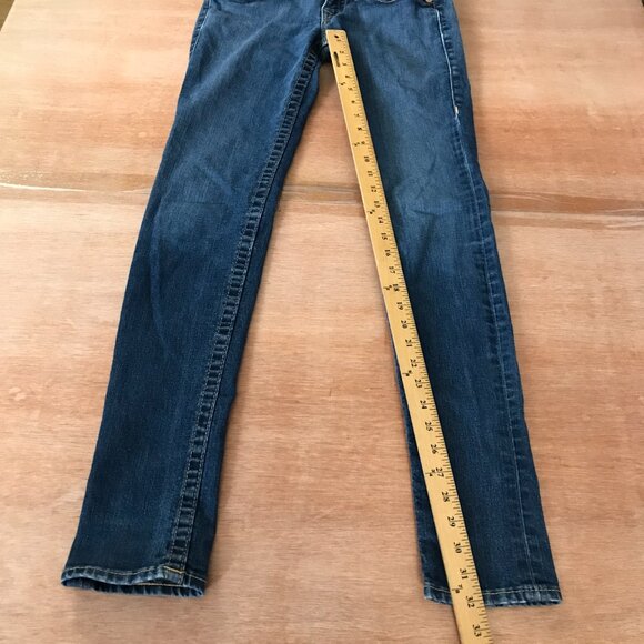 True Religion World Tour Skinny Jeans Women 27 Blue Mid Rise Flip Pocket Denim 1 - Picture 8 of 13